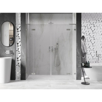 Sprchové dvere Mexen Lunar L Duo s otočnými dverami 170 cm, priehľadné, kartáčovaný nikel - 834DL-170-000-97-00