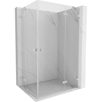 Sprchovací kút Mexen Lunar Duo s pravým pántom 100 x 80 cm, priehľadný, kartáčovaný nikel - 834-100P-080L-97-00