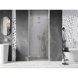 Sprchové dvere Mexen Lunar-F ľavé skladacie 50 cm, priehľadné, kartáčovaný nikel - 836-050-000-97-00-L