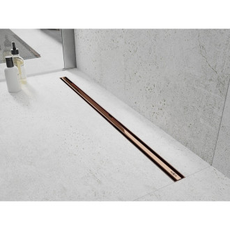 Mexen Flat 360° Slim lineárny otočný odtok 140 cm, ružové zlato - 1641140