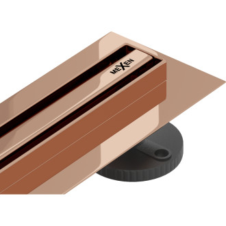 Mexen Flat 360° Slim lineárny otočný odtok 160 cm, ružové zlato - 1641160