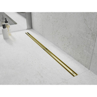 Mexen Flat 360° Slim lineárny otočný odtok 140 cm, kartáčované zlato - 1A41140