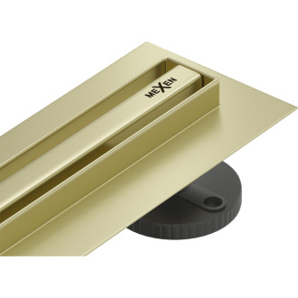 Mexen Flat 360° Slim lineárny otočný odtok 150 cm, kartáčované zlato - 1A41150