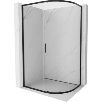Mexen Exo polkruhový asymetrický posuvný sprchovací kút 120 x 80 cm, priehľadný, čierny - 8131-120-080-70-00