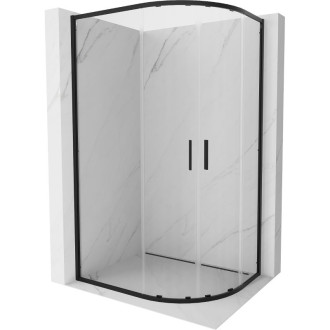 Mexen Exo polkruhový asymetrický posuvný sprchovací kút 120 x 80 cm, priehľadný, čierny - 8132-120-080-70-00