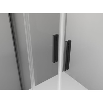 Mexen Exo polkruhový asymetrický posuvný sprchovací kút 120 x 80 cm, priehľadný, čierny - 8132-120-080-70-00