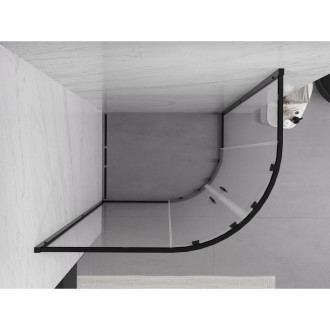 Mexen Exo polkruhový asymetrický posuvný sprchovací kút 120 x 80 cm, priehľadný, čierny - 8132-120-080-70-00