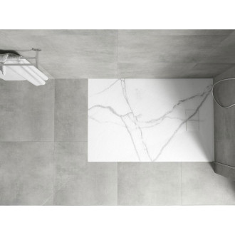 Obdĺžniková sprchová vanička Mexen Hugo SMC 120 x 70 cm, biely kameň - 42157012