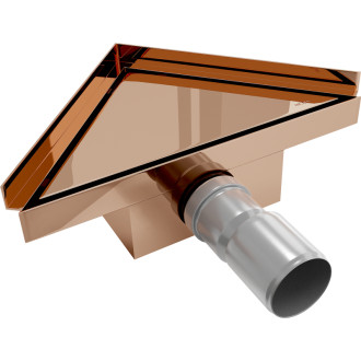 Podlahový vpust Mexen Flat-T M13 trojuholníkový 20 x 20 cm, ružové zlato - 1610320