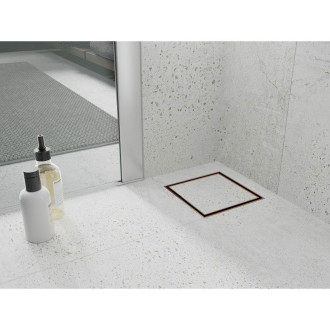 Podlahový vpust Mexen Flat-Q M13 štvorcový 12 x 12 cm, ružové zlato - 1610012