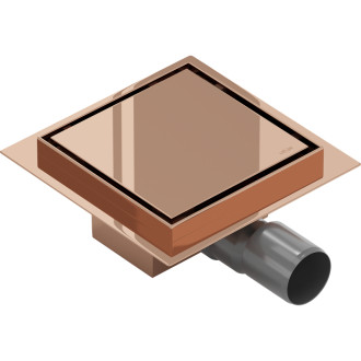 Podlahový vpust Mexen Flat-Q M13 štvorcový 15 x 15 cm, ružové zlato - 1610015