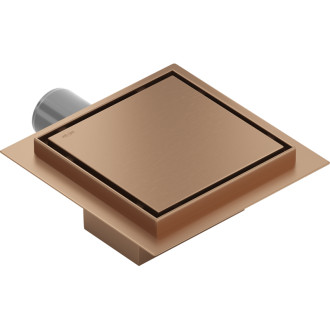 Podlahový vpust Mexen Flat-Q M13 štvorcový 12 x 12 cm, kartáčovaná meď - 1C10012