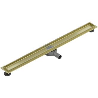 Teleso Mexen Flat 360° pre lineárny odtok, otočné, 80 cm, kartáčované zlato - 1A40080