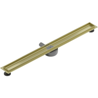 Teleso lineárneho odtoku Mexen Flat 360°, otočné, 100 cm, kartáčované zlato - 1A40100
