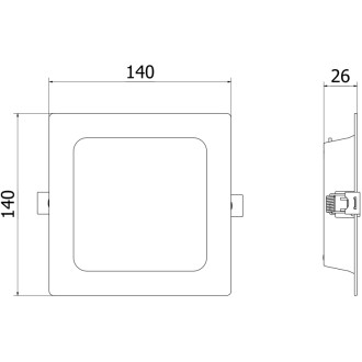 Zapustené LED svietidlo Mexen LDRR do stropu 14 x 14 cm, 9W, studená teplota - 6500K, 720 lm, čierna - L211-014-0965-70