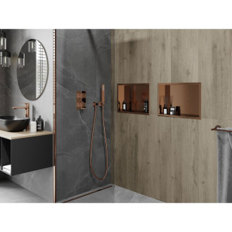 Zapustená polica Mexen X-Wall-R s prírubou 45 x 30 cm, kartáčovaná meď - 19C0453010