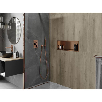 Zapustená polica Mexen X-Wall-R s prírubou 60 x 20 cm, kartáčovaná meď - 19C0602010