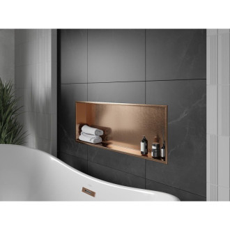 Zapustená polica Mexen X-Wall-R s prírubou 90 x 30 cm, kartáčovaná meď - 19C0903010