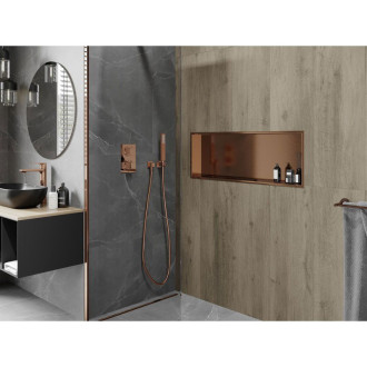 Zapustená polica Mexen X-Wall-R s prírubou 90 x 30 cm, kartáčovaná meď - 19C0903010