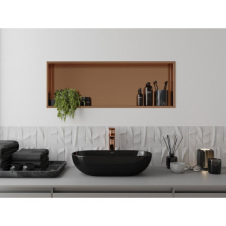 Zapustená polica Mexen X-Wall-R s prírubou 90 x 30 cm, kartáčovaná meď - 19C0903010