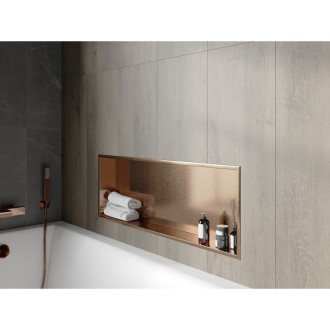 Zapustená polica Mexen X-Wall-R s prírubou 90 x 30 cm, kartáčovaná meď - 19C0903010