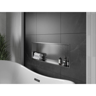 Zapustená polica Mexen X-Wall-R s prírubou 90 x 30 cm, kartáčovaná pištoľovo sivá - 19E0903010