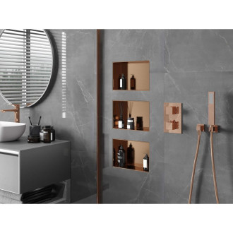 Mexen X-Wall-NR zapustená polica bez okraja 30 x 20 cm, kartáčovaná meď - 19C1302010