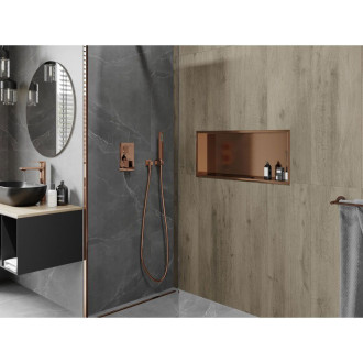 Zapustená polica Mexen X-Wall-R s prírubou 75 x 30 cm, kartáčovaná meď - 19C0753010
