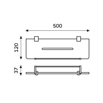 Nimco Čierna polica IXI s ohrádkou, 50 cm BRC X450-X-90