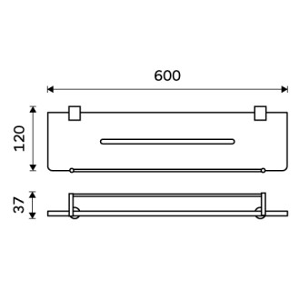 Nimco Čierna polica IXI s ohrádkou, 60 cm BRC X460-X-90