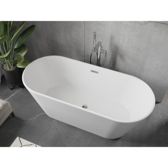 Voľne stojaca vaňa Mexen Flavia 150 x 75 cm, biela, chrómovaný prepad - 54031507500