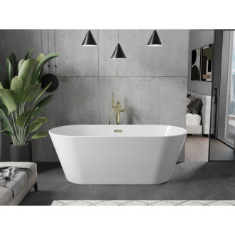 Voľne stojaca vaňa Mexen Flavia 150 x 75 cm, biela, zlatý prepad - 54031507500-G