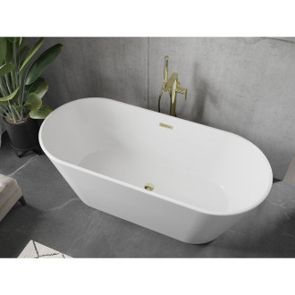 Voľne stojaca vaňa Mexen Flavia 150 x 75 cm, biela, zlatý prepad - 54031507500-G