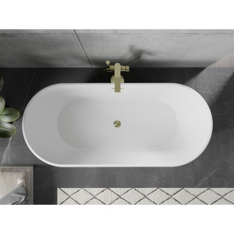 Voľne stojaca vaňa Mexen Flavia 150 x 75 cm, biela, zlatý prepad - 54031507500-G