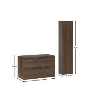 Comad SET-TEV B VILLA 80CM HC Kúpeľňová zostava 80 cm s doskou a vysokou skrinkou