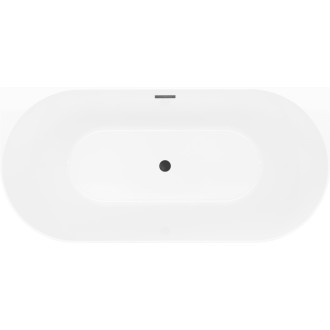 Voľne stojaca závesná vaňa Mexen Oval Slim 170 x 80 cm, biela/čierna, čierny prepad - 52661708075-70