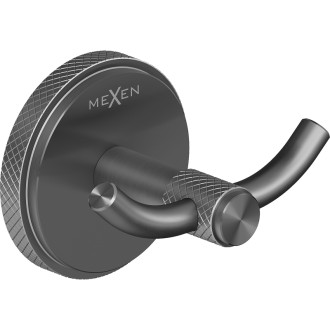 Dvojitý vešiak na uterák Mexen Gravo, kartáčovaný, sivý - 70A93012-66