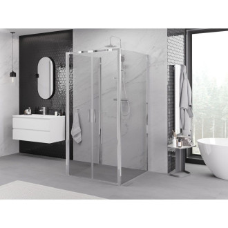 Mexen Exo-3S trojstenný výklopný sprchovací kút 70 x 70 cm, priehľadný, chróm - 814-070-070-01-00-3S