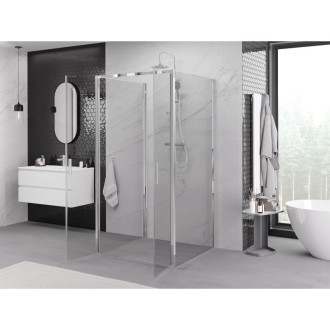 Mexen Exo-3S trojstenný výklopný sprchovací kút 110 x 110 cm, priehľadný, chróm - 814-110-110-01-00-3S