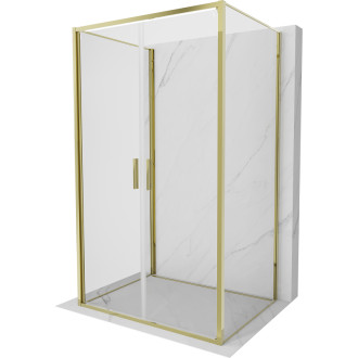 Mexen Exo-3S trojstenný výklopný sprchovací kút 70 x 75 cm, priehľadný, zlatý - 814-070-075-50-00-3S