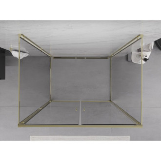 Mexen Exo-3S trojstenný výklopný sprchovací kút 70 x 75 cm, priehľadný, zlatý - 814-070-075-50-00-3S
