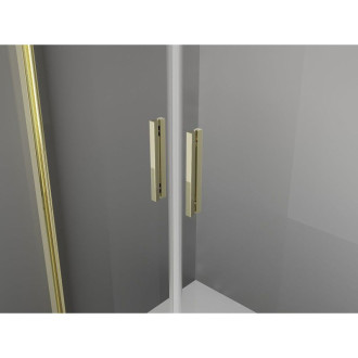 Mexen Exo-3S trojstenný výklopný sprchovací kút 70 x 80 cm, priehľadný, zlatý - 814-070-080-50-00-3S