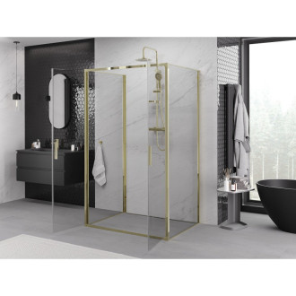 Mexen Exo-3S trojstenný výklopný sprchovací kút 90 x 85 cm, priehľadný, zlatý - 814-090-085-50-00-3S