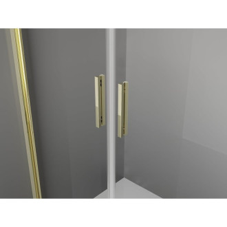 Mexen Exo-3S trojstenný výklopný sprchovací kút 70 x 90 cm, priehľadný, zlatý - 814-070-090-50-00-3S