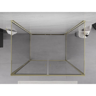 Mexen Exo-3S trojstenný výklopný sprchovací kút 100 x 120 cm, priehľadný, zlatý - 814-100-120-50-00-3S