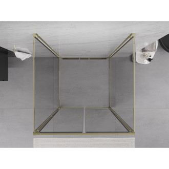 Mexen Exo-3S trojstenný výklopný sprchovací kút 110 x 110 cm, priehľadný, zlatý - 814-110-110-50-00-3S