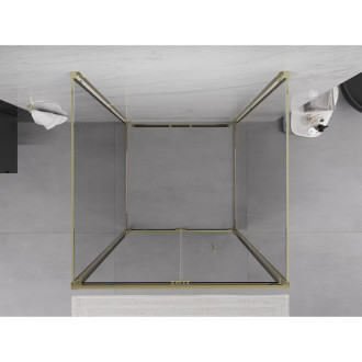 Sprchovací kút Mexen Exo-3S s 3 stenami, skladací, 70 x 70 cm, priehľadný, zlatý - 816-070-070-50-00-3S