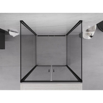 Mexen Exo-3S trojstenný výklopný sprchovací kút 80 x 80 cm, priehľadný, čierny - 814-080-080-70-00-3S