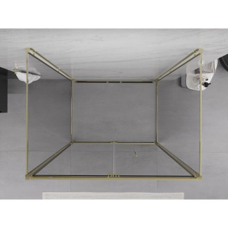 Sprchovací kút Mexen Exo-3S s 3 stenami, skladací, 100 x 75 cm, priehľadný, zlatý - 816-100-075-50-00-3S