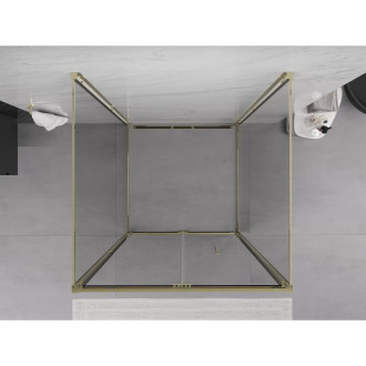 Sprchovací kút Mexen Exo-3S s 3 stenami, skladací, 80 x 80 cm, priehľadný, zlatý - 816-080-080-50-00-3S